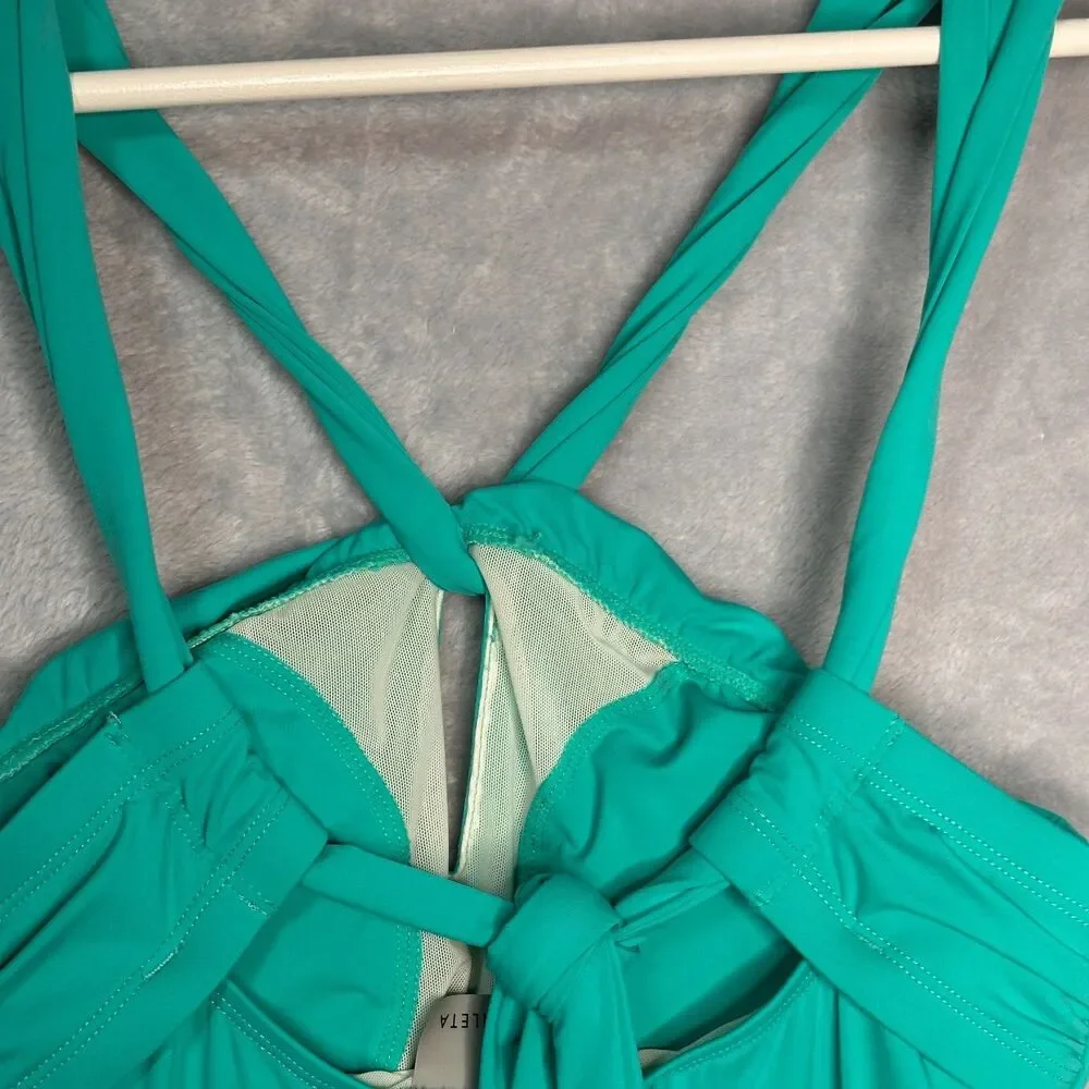 Athleta Kiki Swim Dress Aqua Built-In Bra Key Hole Neck Sport